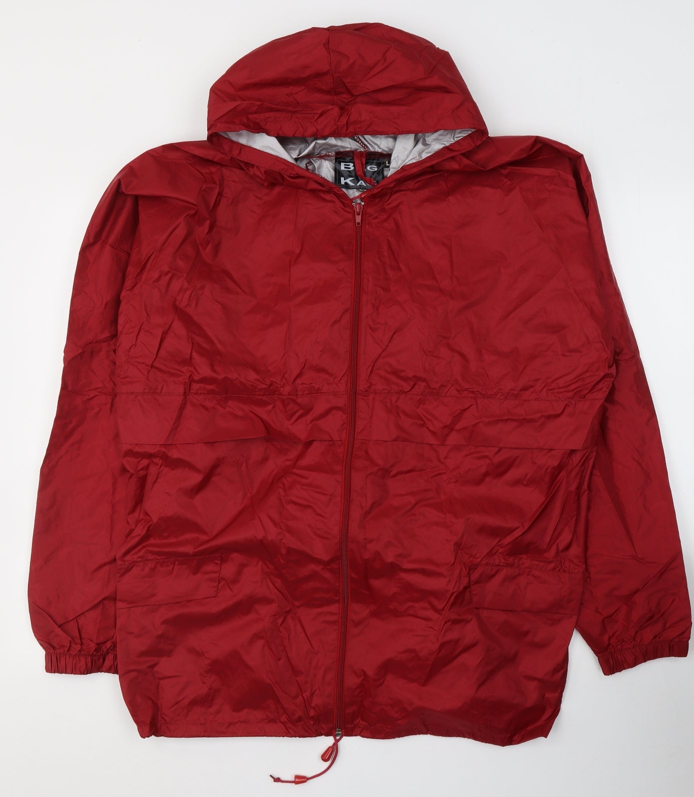 Bag The Kag Mens Red   Rain Coat Jacket Size L  Zip