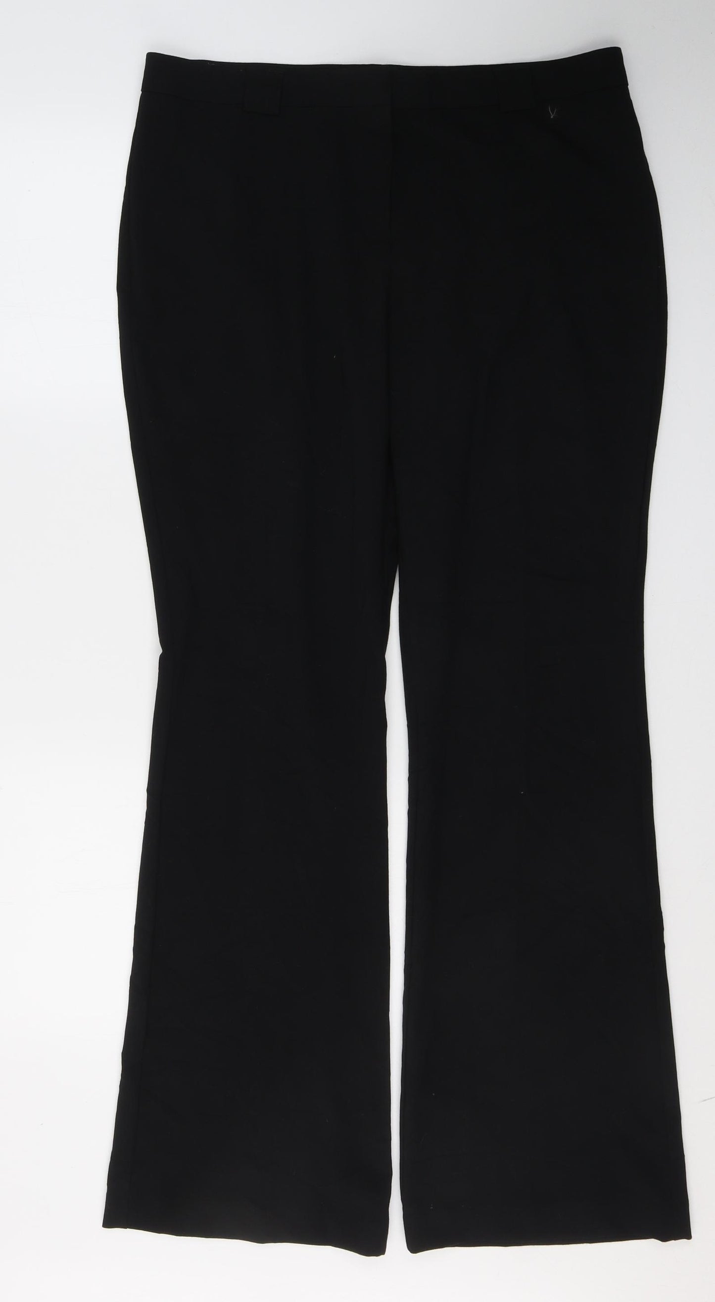 Marks and Spencer Womens Black  Polyester Trousers  Size 14 L32 in Regular Button