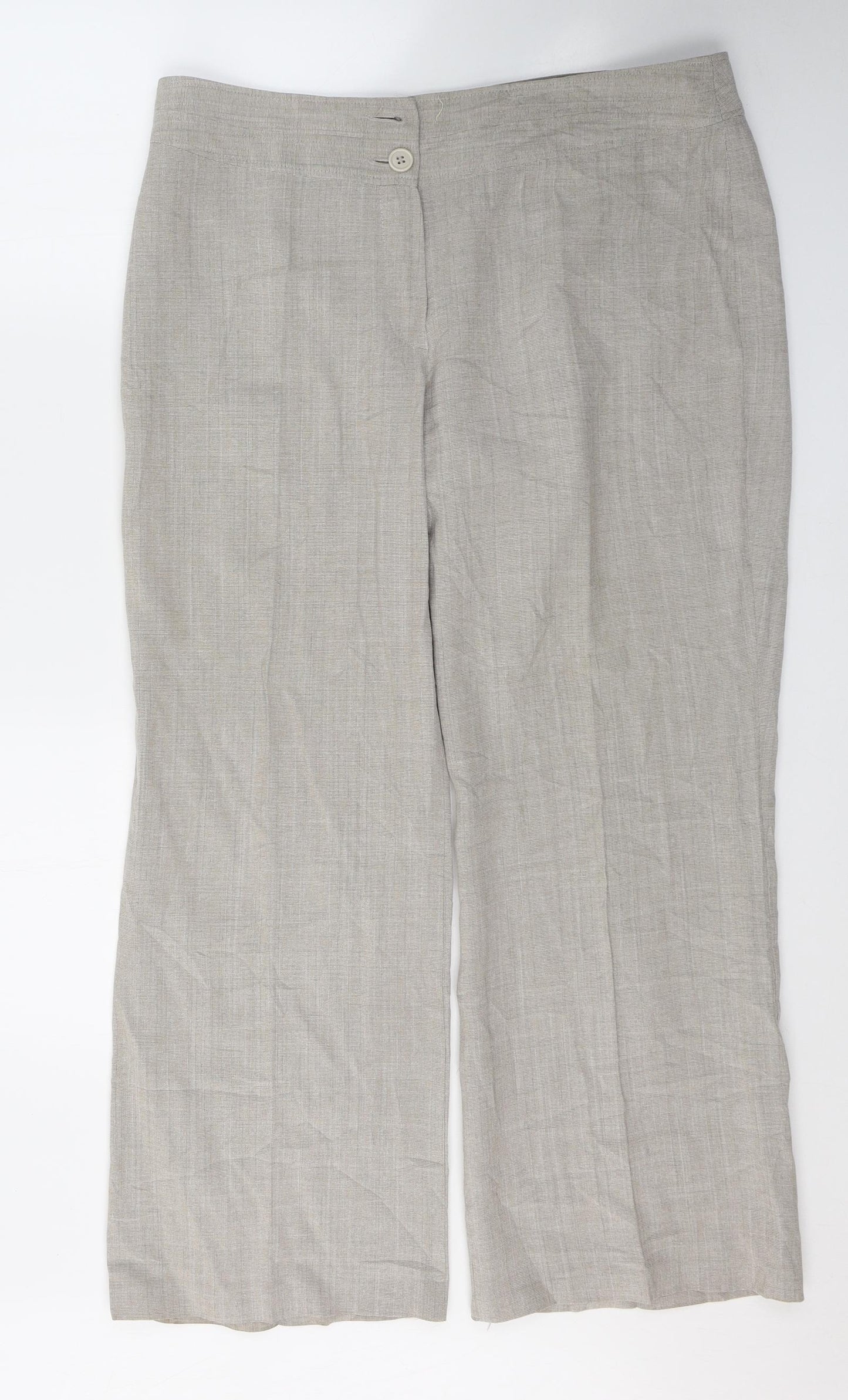 Marks and Spencer Womens Beige  Polyester Trousers  Size 16 L27 in Regular Button
