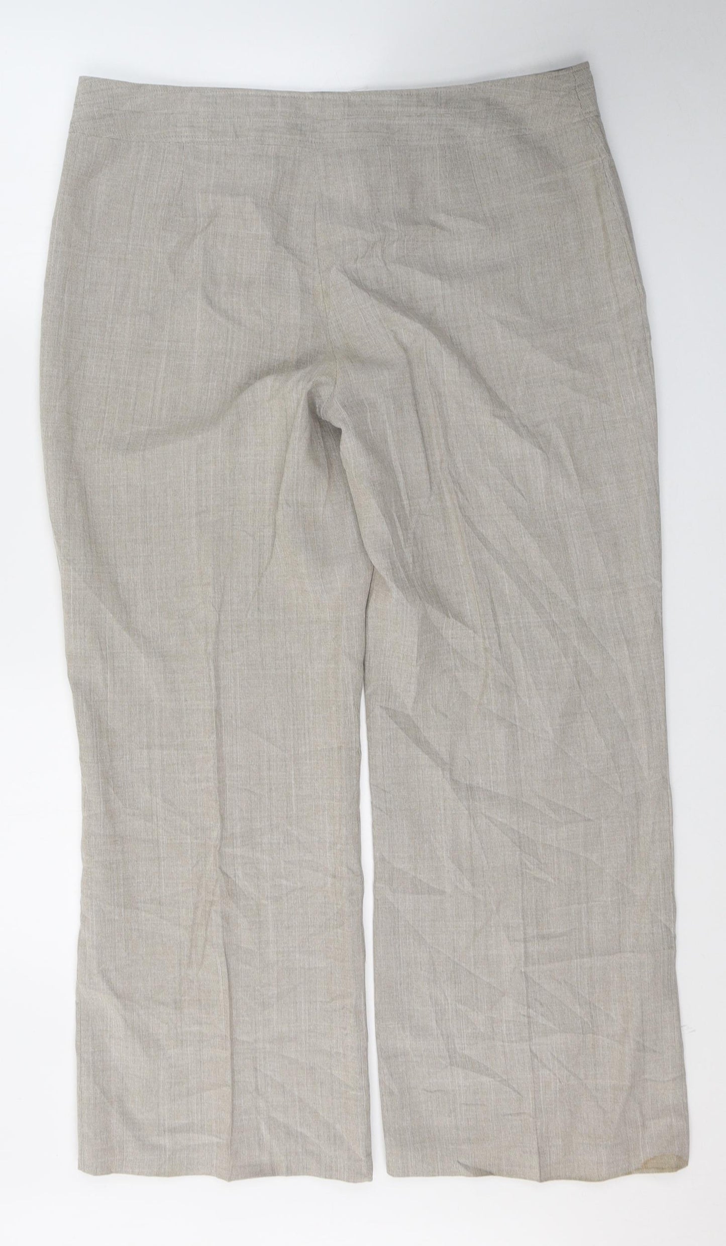 Marks and Spencer Womens Beige  Polyester Trousers  Size 16 L27 in Regular Button