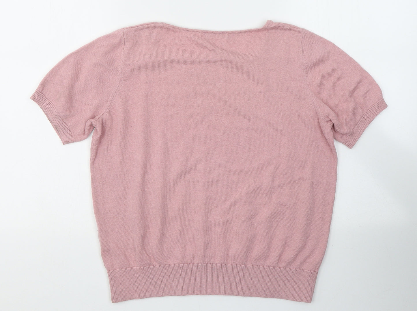 TU Womens Pink  Cotton Basic T-Shirt Size 12 Round Neck