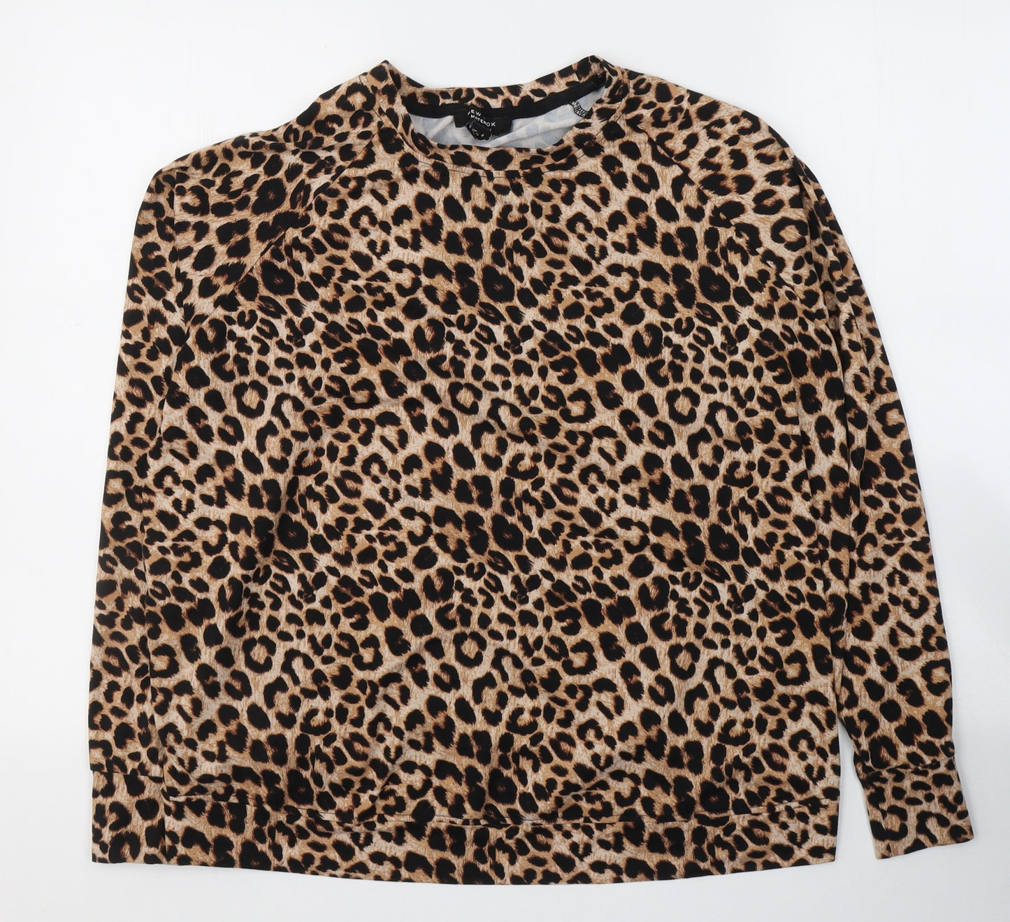 New Look Maternity Womens Beige Animal Print Polyester Jersey Blouse Size S Round Neck