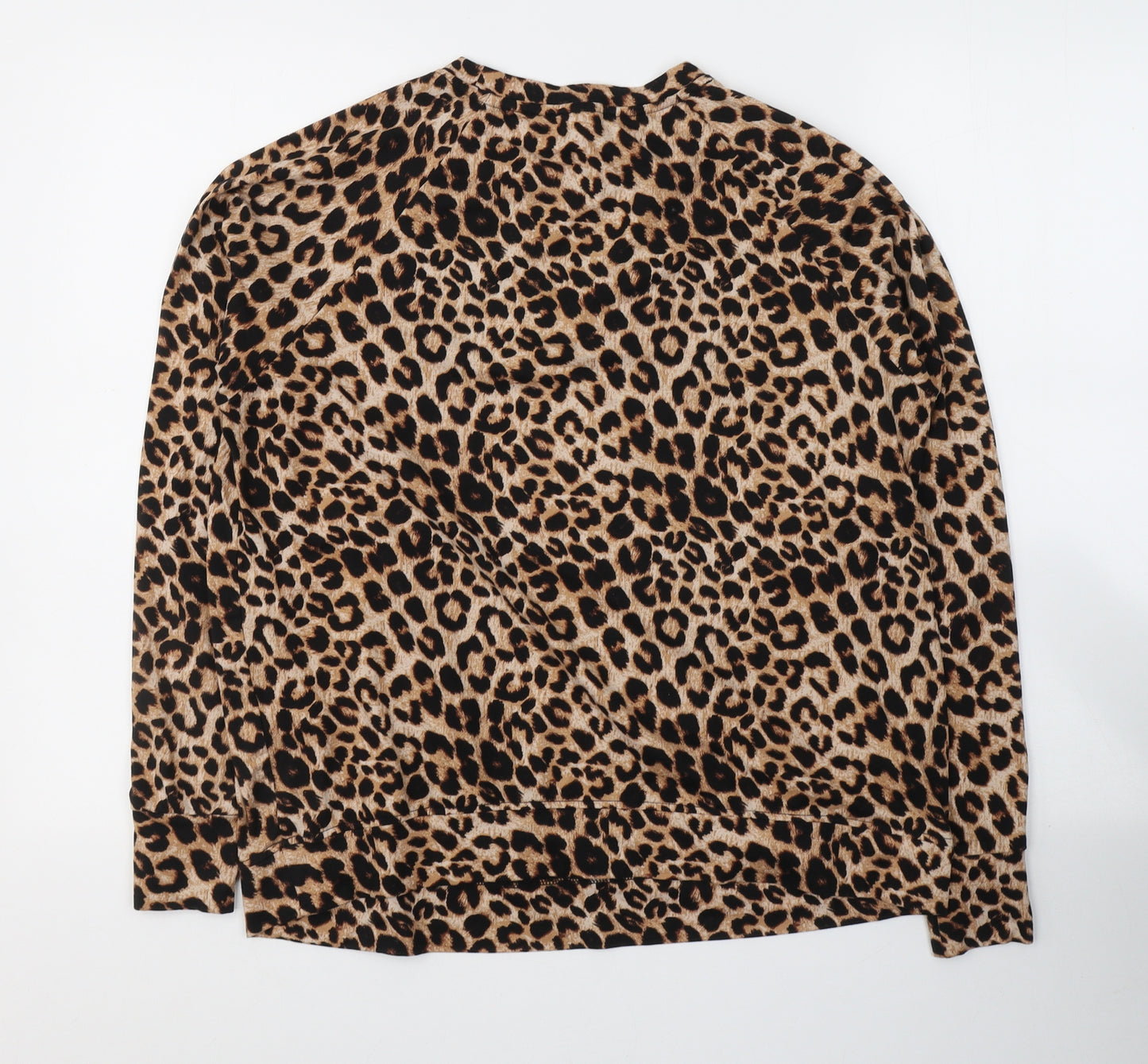 New Look Maternity Womens Beige Animal Print Polyester Jersey Blouse Size S Round Neck