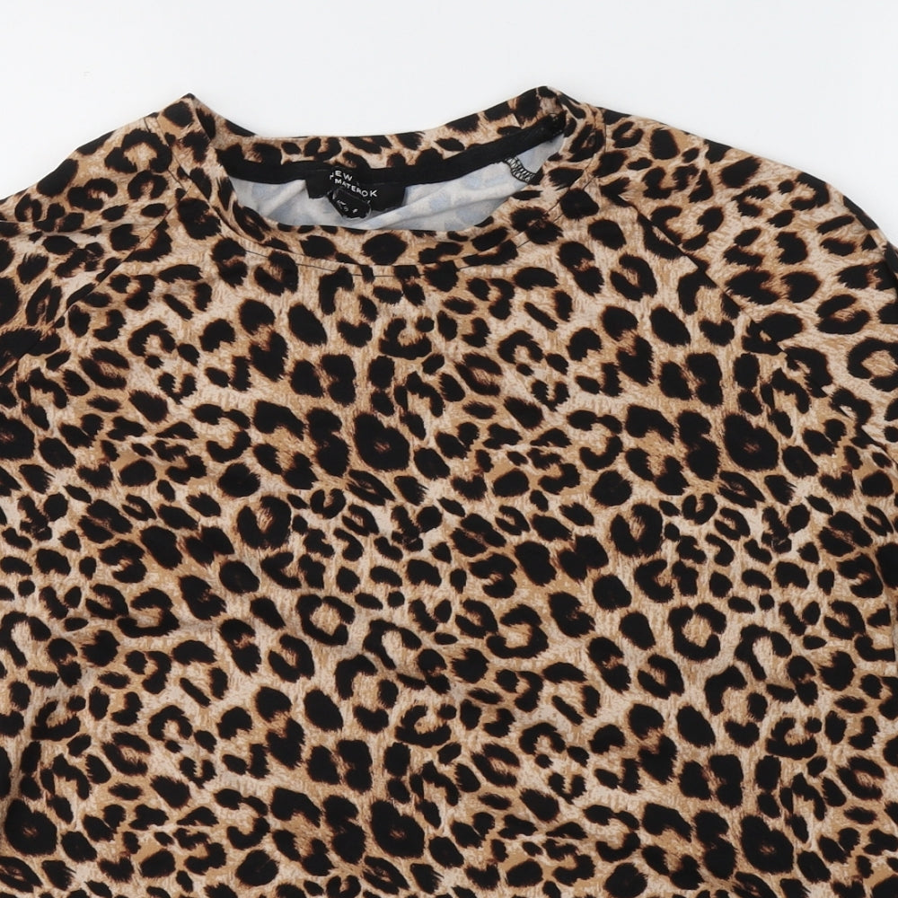 New Look Maternity Womens Beige Animal Print Polyester Jersey Blouse Size S Round Neck