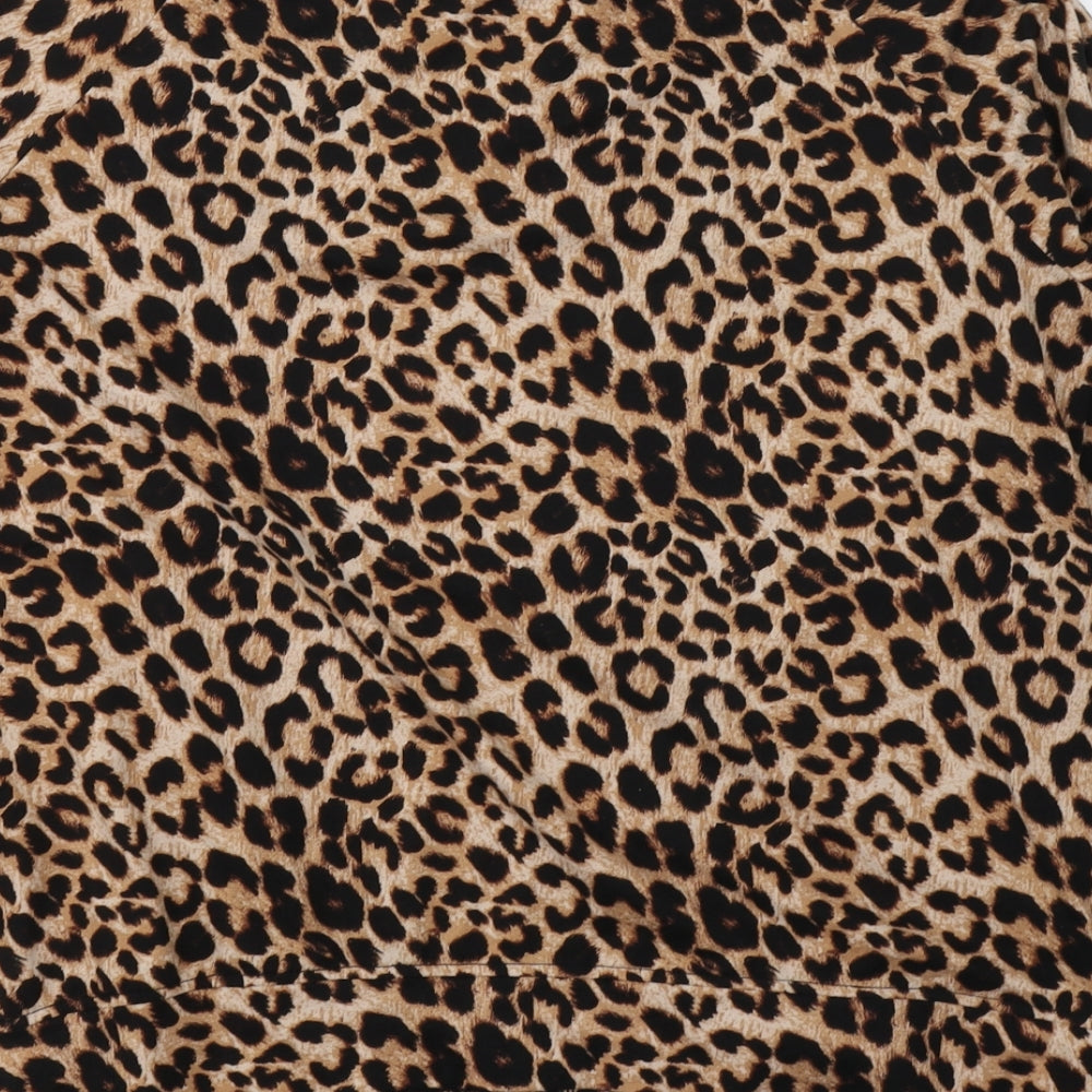 New Look Maternity Womens Beige Animal Print Polyester Jersey Blouse Size S Round Neck