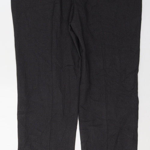 Marks and Spencer Womens Grey  Polyester Trousers  Size 12 L28 in Regular Button
