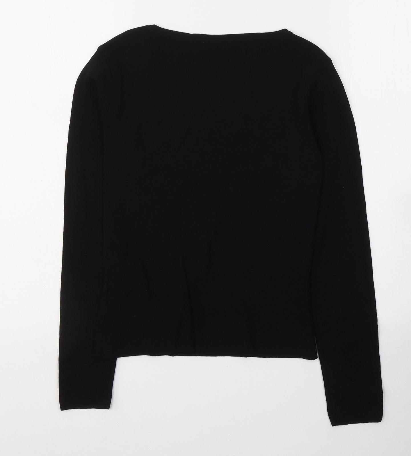 Wallis Womens Black  Viscose Basic Blouse Size 10 Round Neck - BEAD DETAIL
