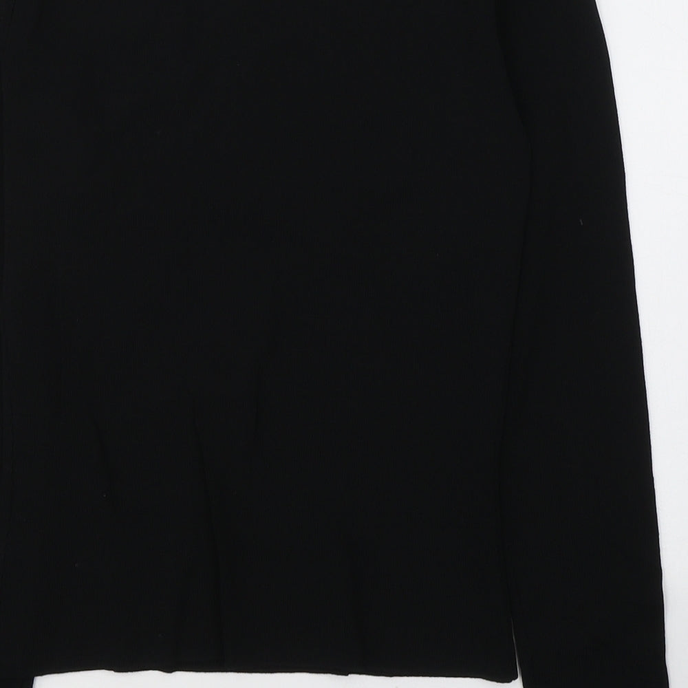 Wallis Womens Black  Viscose Basic Blouse Size 10 Round Neck - BEAD DETAIL