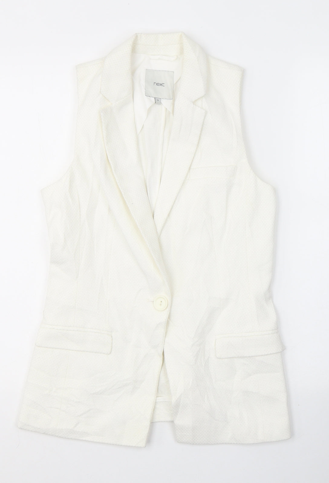 NEXT Womens White   Gilet Waistcoat Size 10  Button