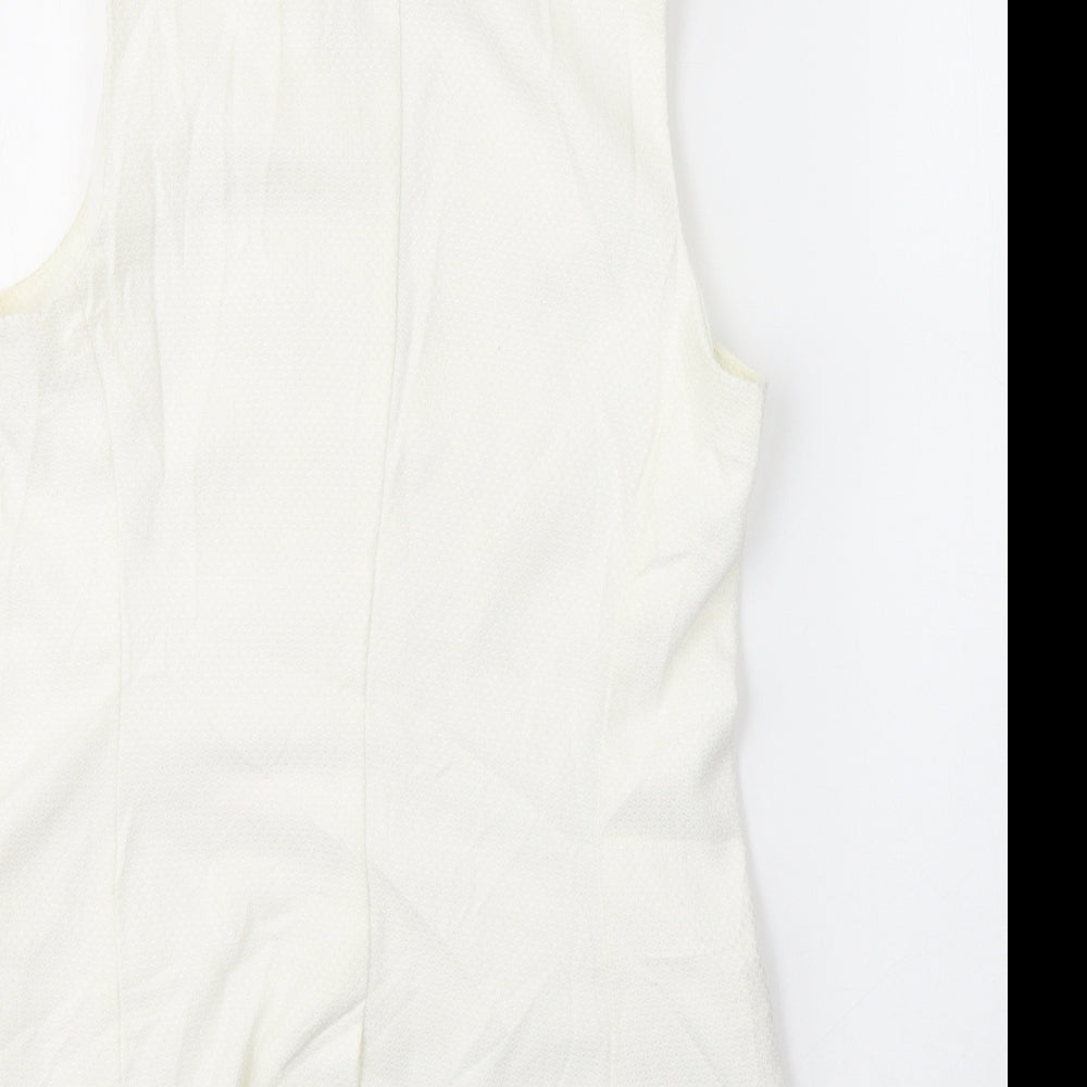 NEXT Womens White   Gilet Waistcoat Size 10  Button