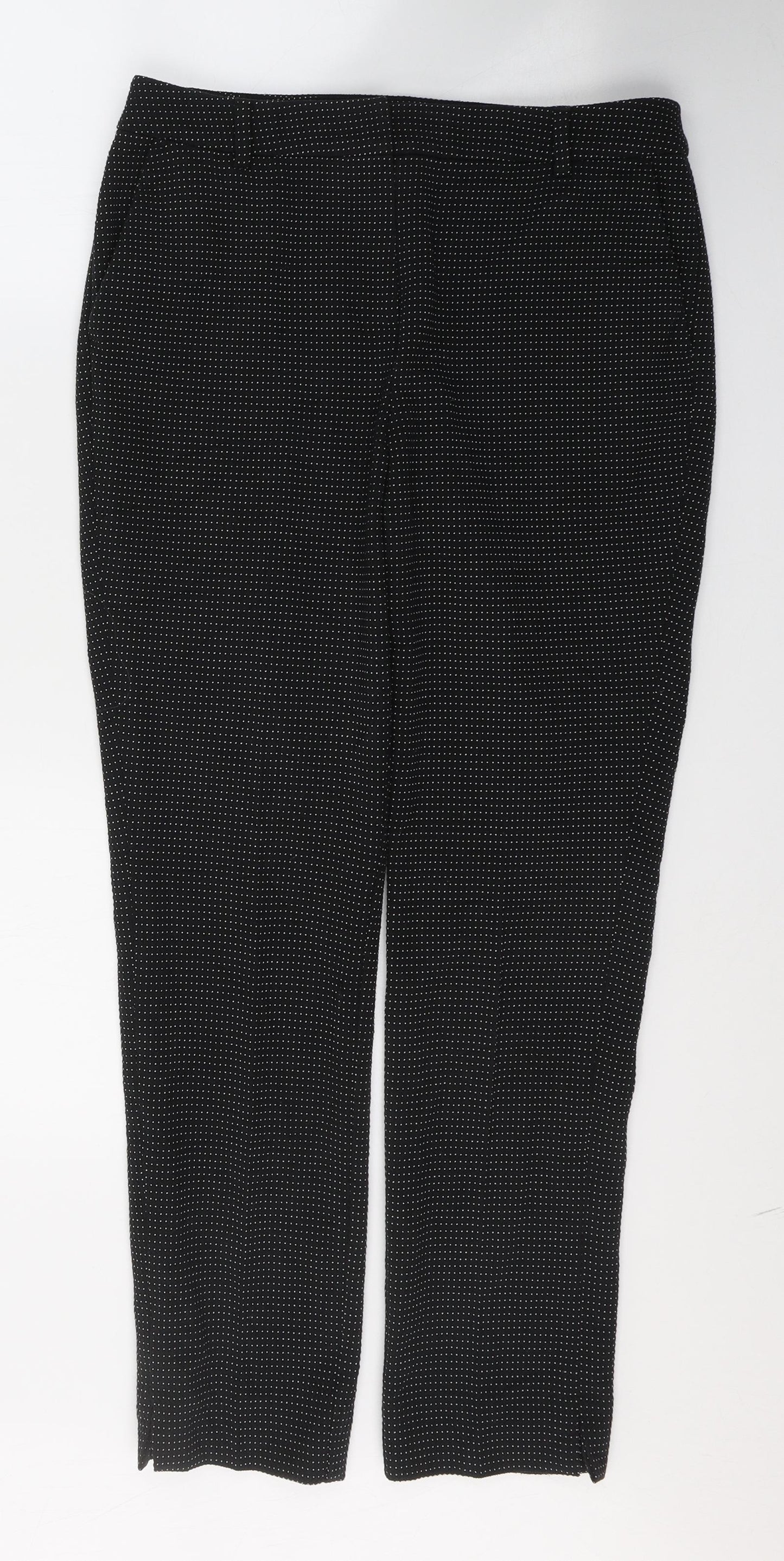 TU Womens Black Polka Dot Polyester Trousers  Size 10 L27 in Regular Button