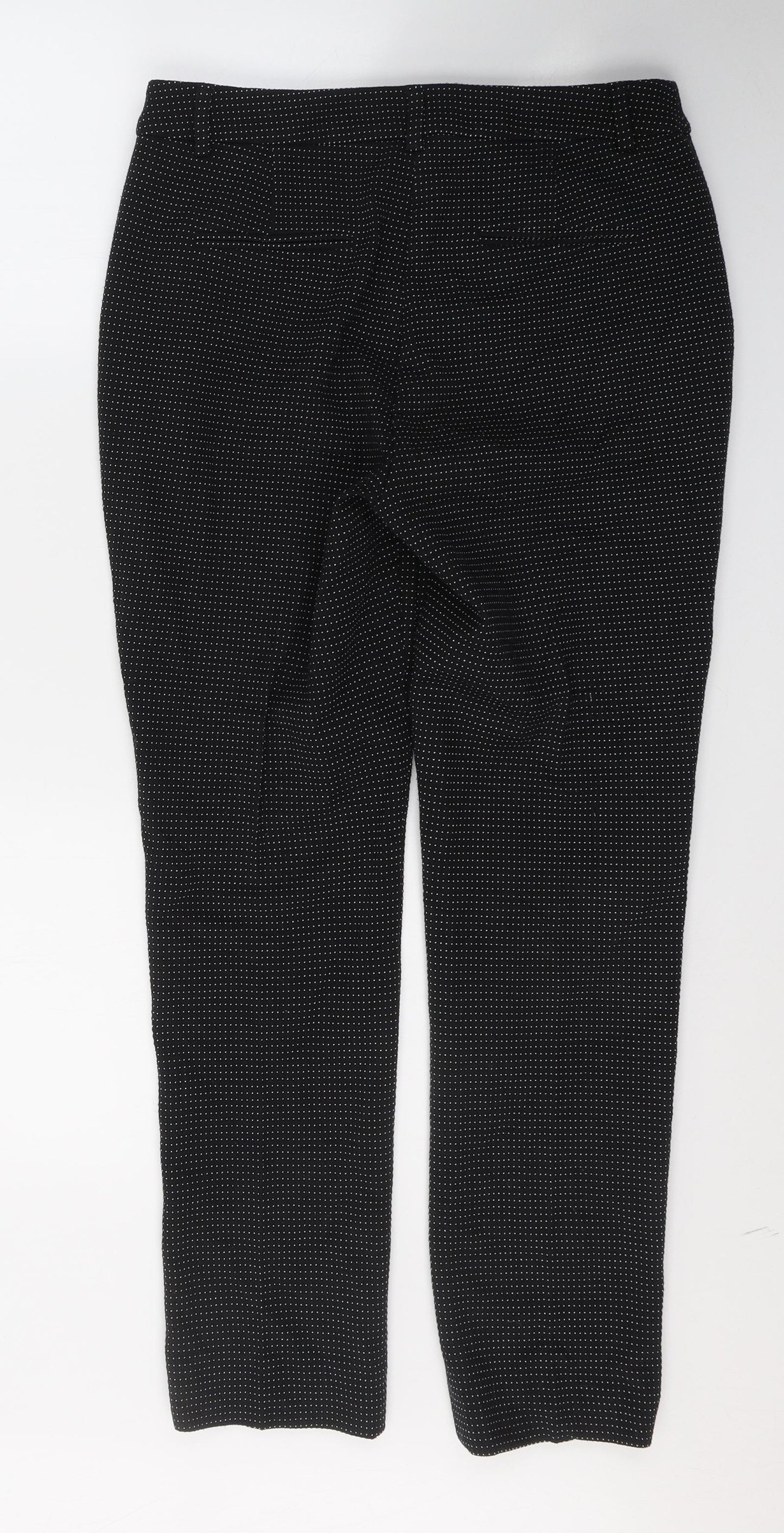 TU Womens Black Polka Dot Polyester Trousers  Size 10 L27 in Regular Button