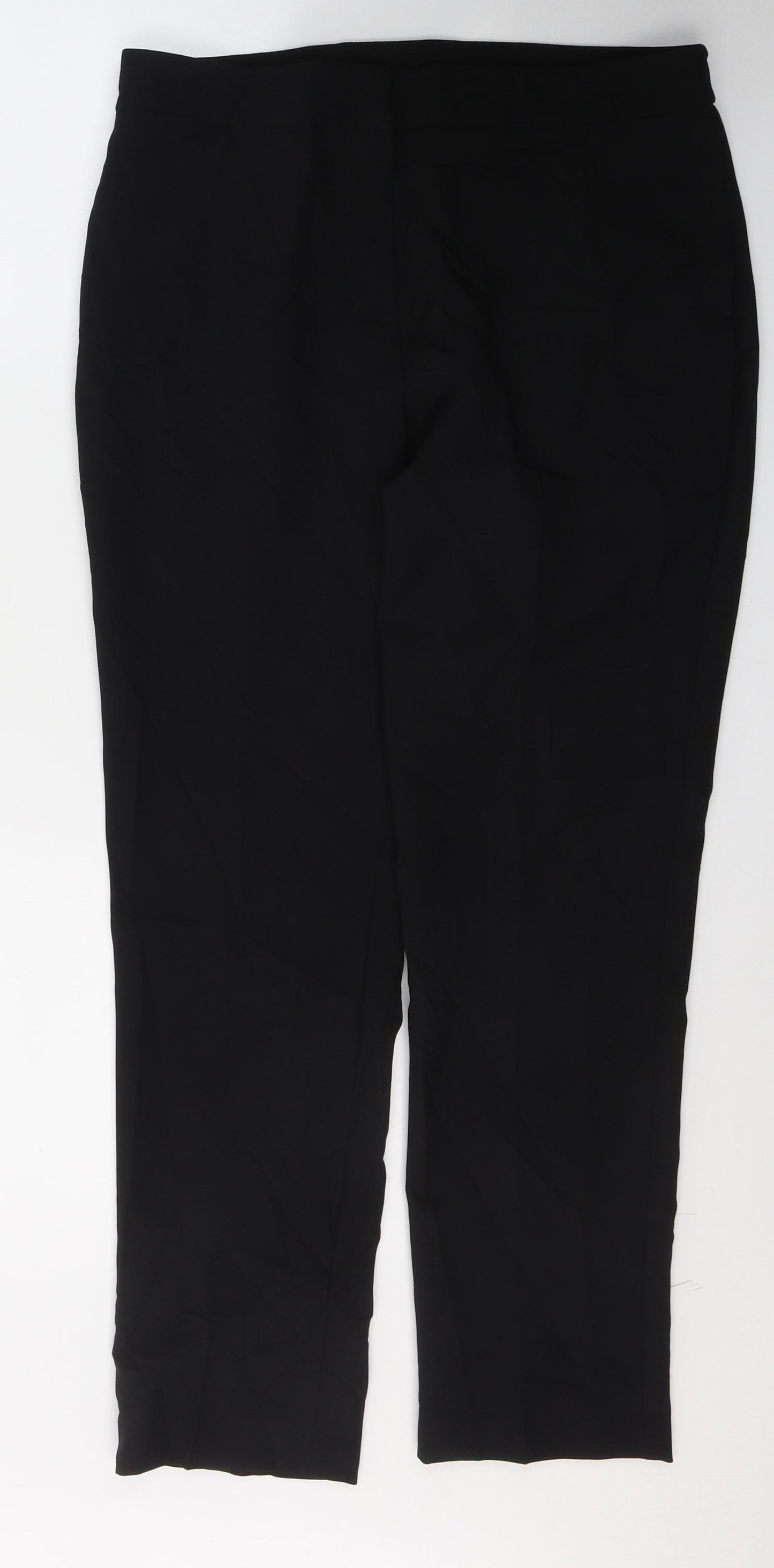 Bonmarché Womens Black  Polyester Trousers  Size 12 L28 in Regular Button