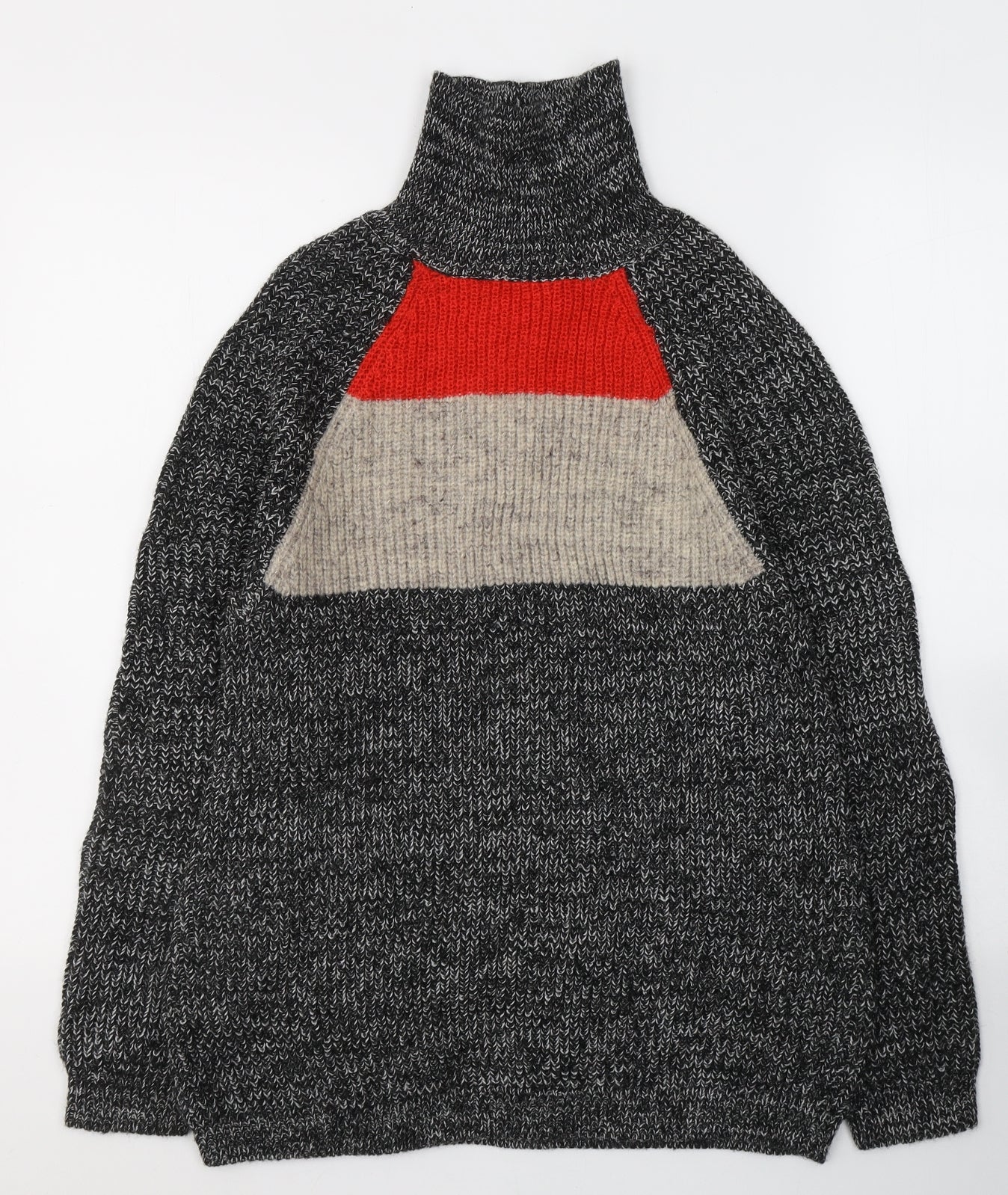 ASOS Womens Grey High Neck  Acrylic Pullover Jumper Size 8   - Colourblock