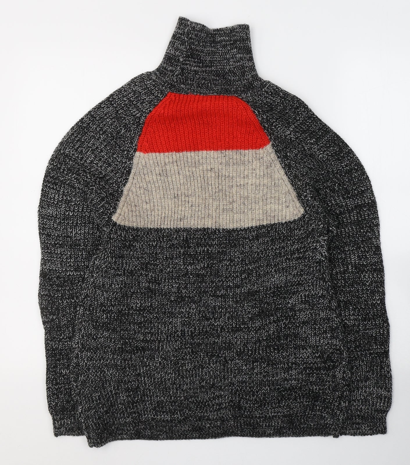 ASOS Womens Grey High Neck  Acrylic Pullover Jumper Size 8   - Colourblock