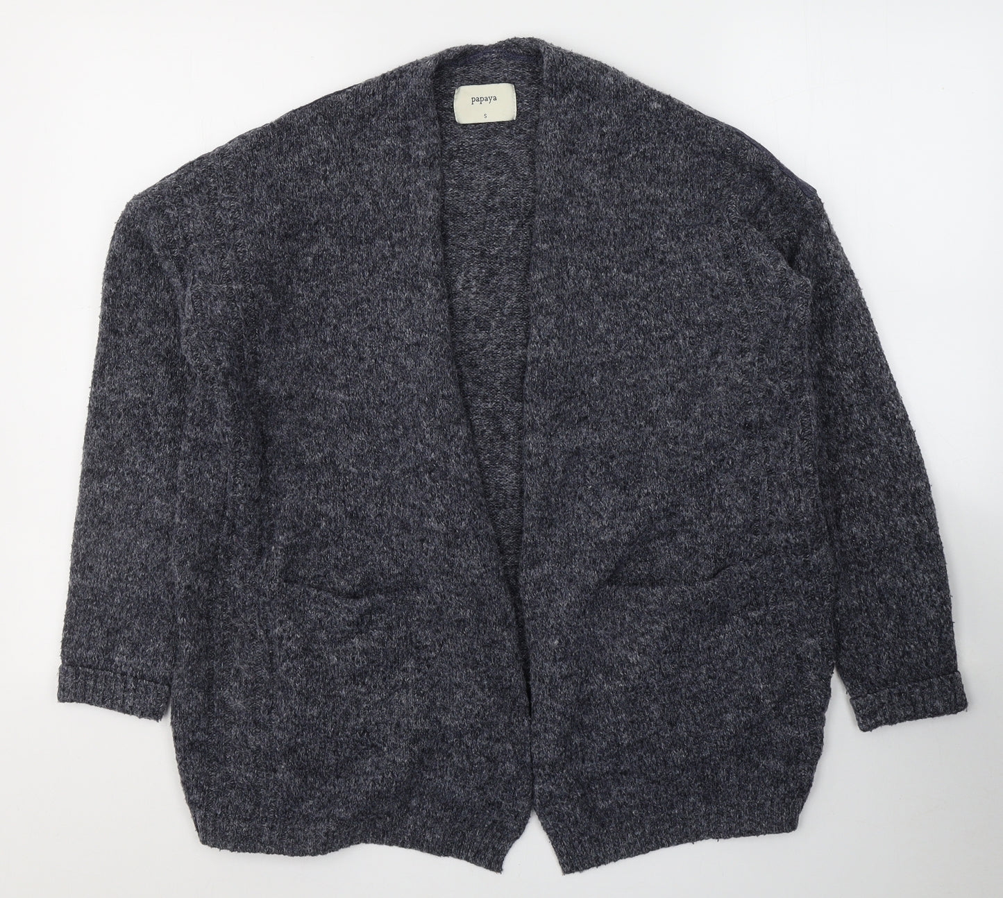 Papaya Womens Blue V-Neck  Acrylic Cardigan Jumper Size S