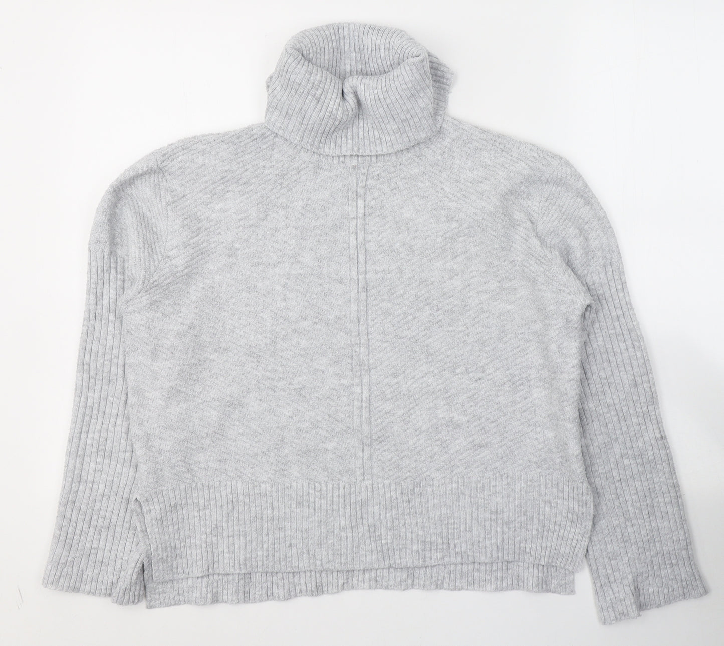 Miss Selfridge Womens Grey Roll Neck  Polyester Pullover Jumper Size 10   - side splits