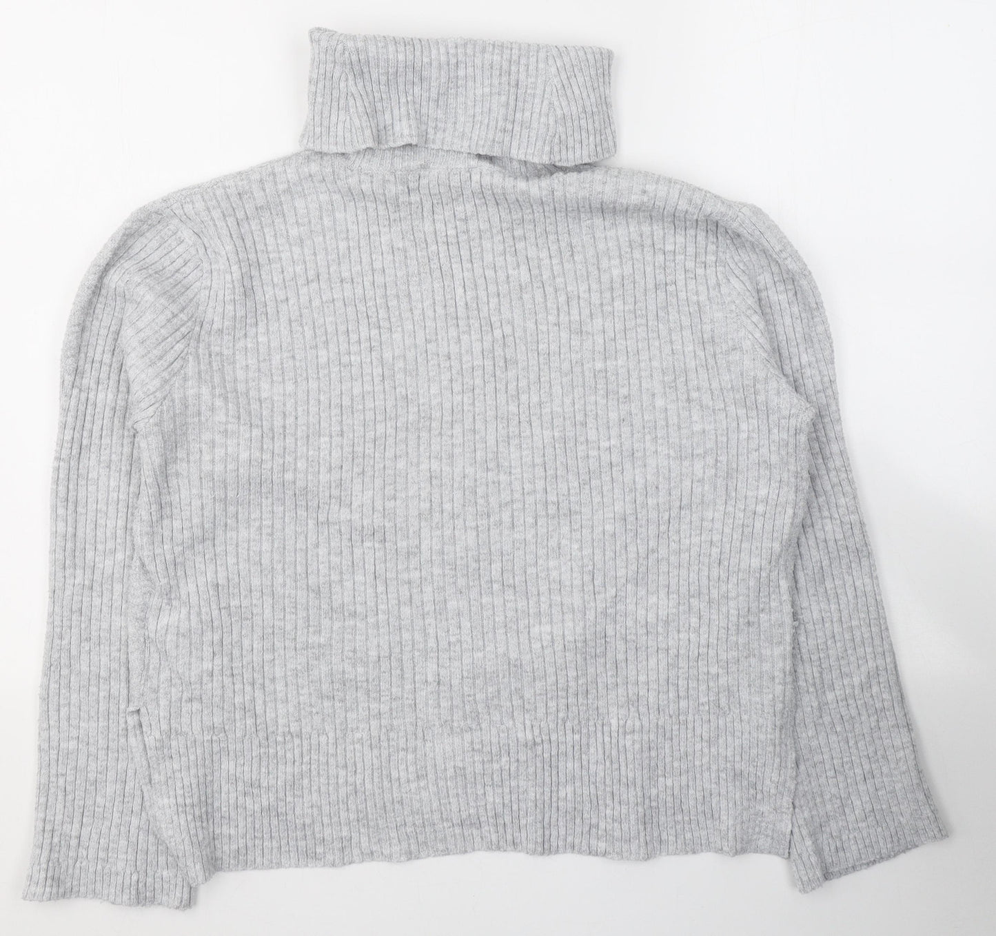 Miss Selfridge Womens Grey Roll Neck  Polyester Pullover Jumper Size 10   - side splits