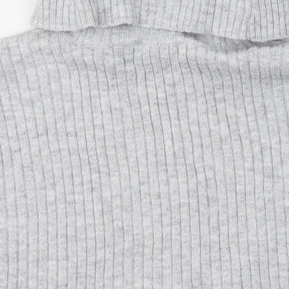 Miss Selfridge Womens Grey Roll Neck  Polyester Pullover Jumper Size 10   - side splits