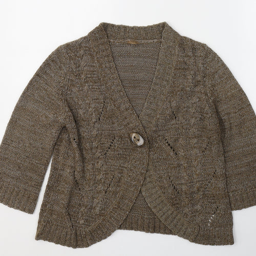 Evie Womens Brown V-Neck  Acrylic Cardigan Jumper Size 14