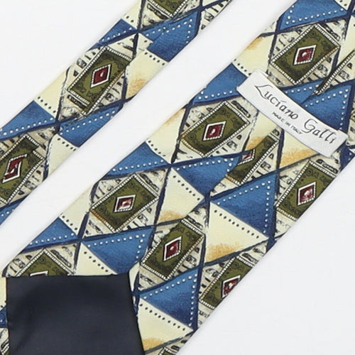 Luciano Gatti Mens Multicoloured Geometric Polyester Pointed Tie One Size