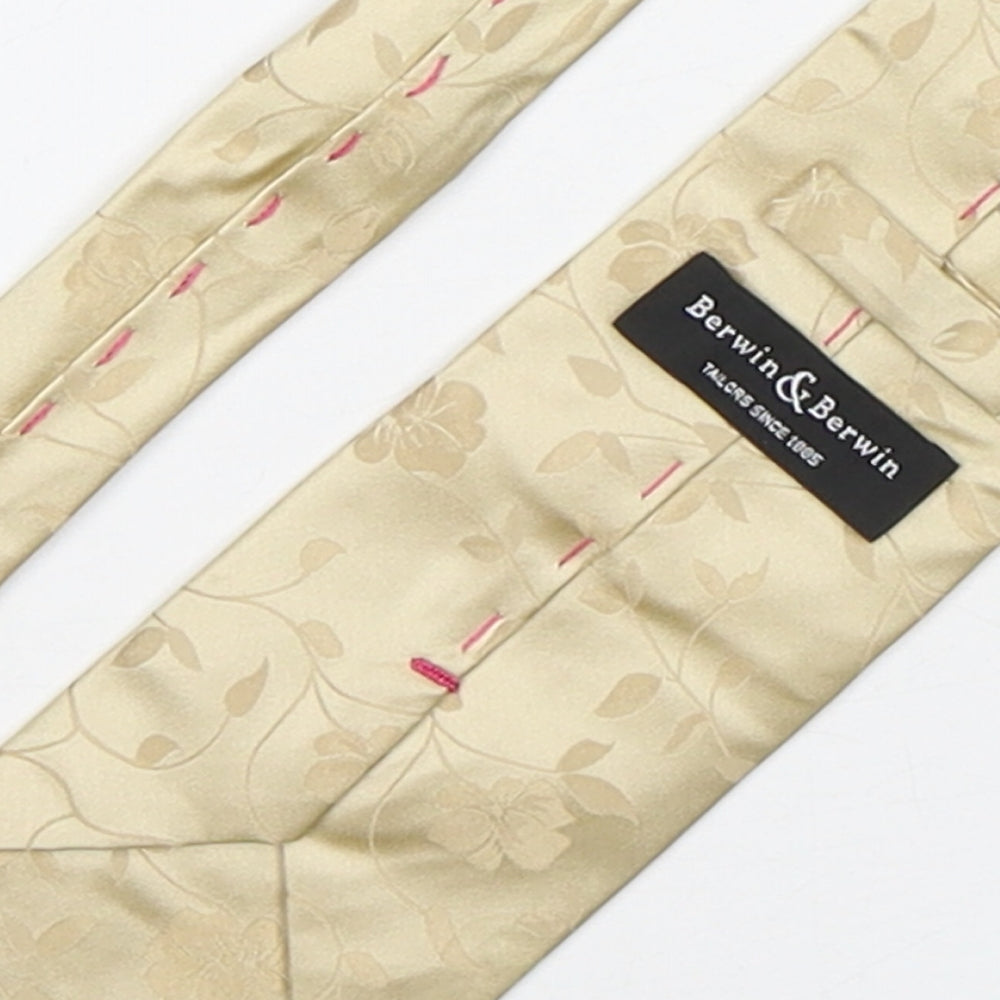 Berwin & Berwin Mens Gold Floral Silk Pointed Tie One Size