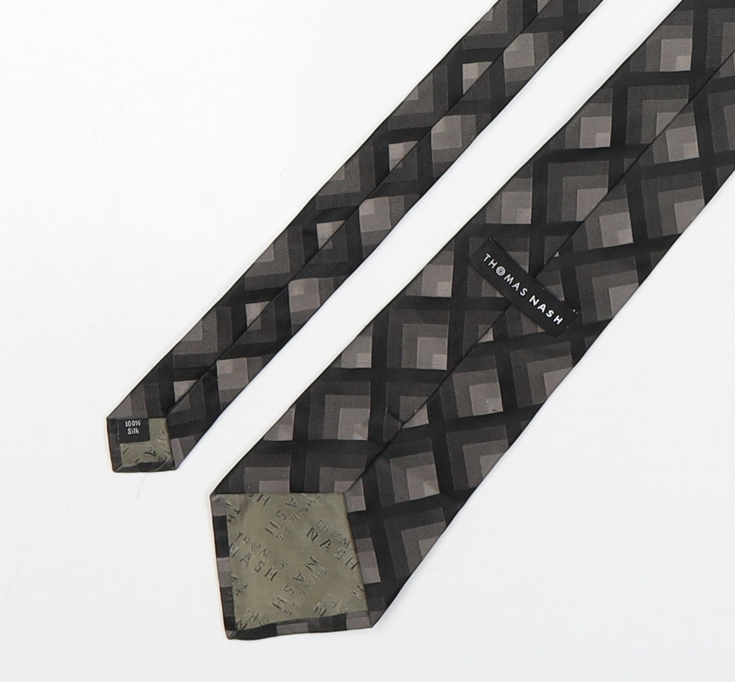 Thomas Nash  Mens Multicoloured Geometric Silk Pointed Tie One Size