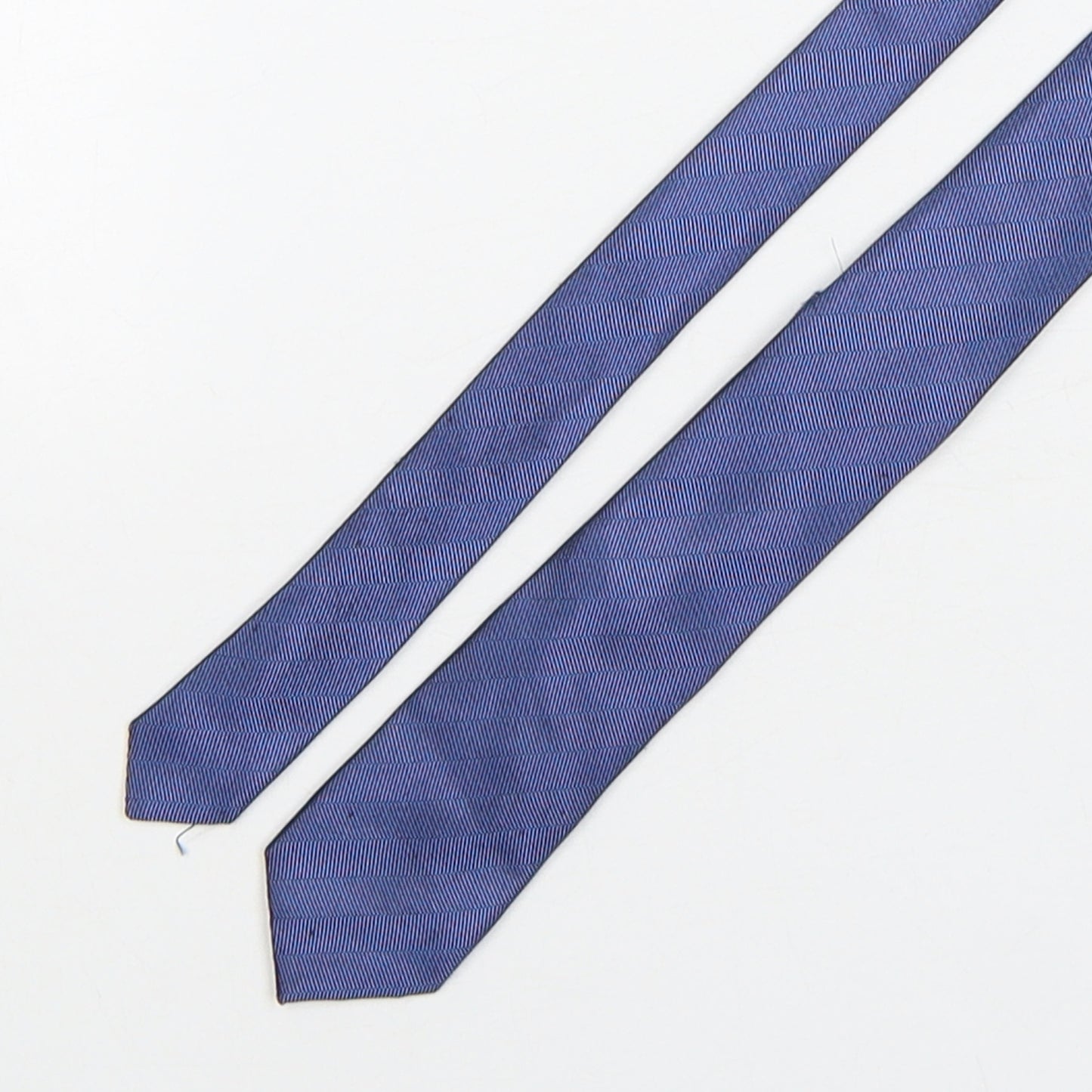 French Connection  Mens Blue Striped Silk Pointed Tie One Size