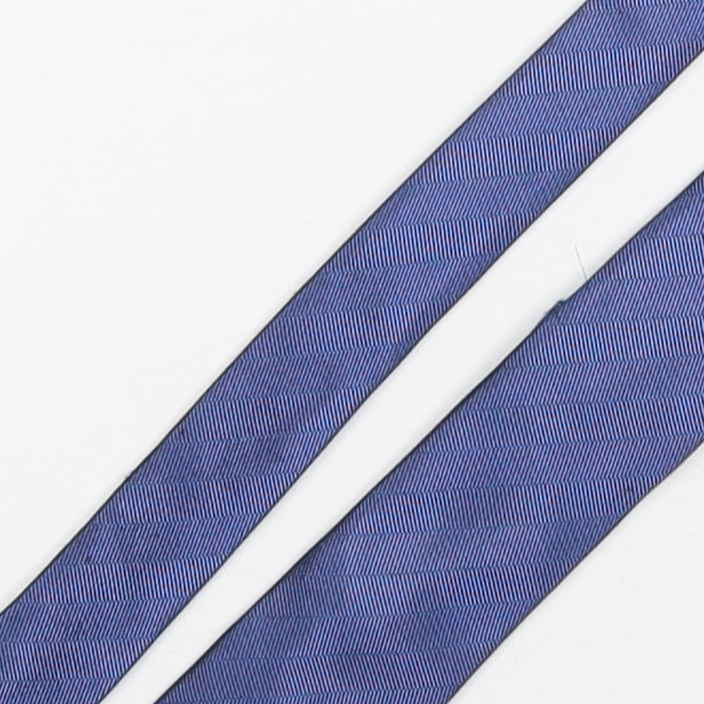 French Connection  Mens Blue Striped Silk Pointed Tie One Size