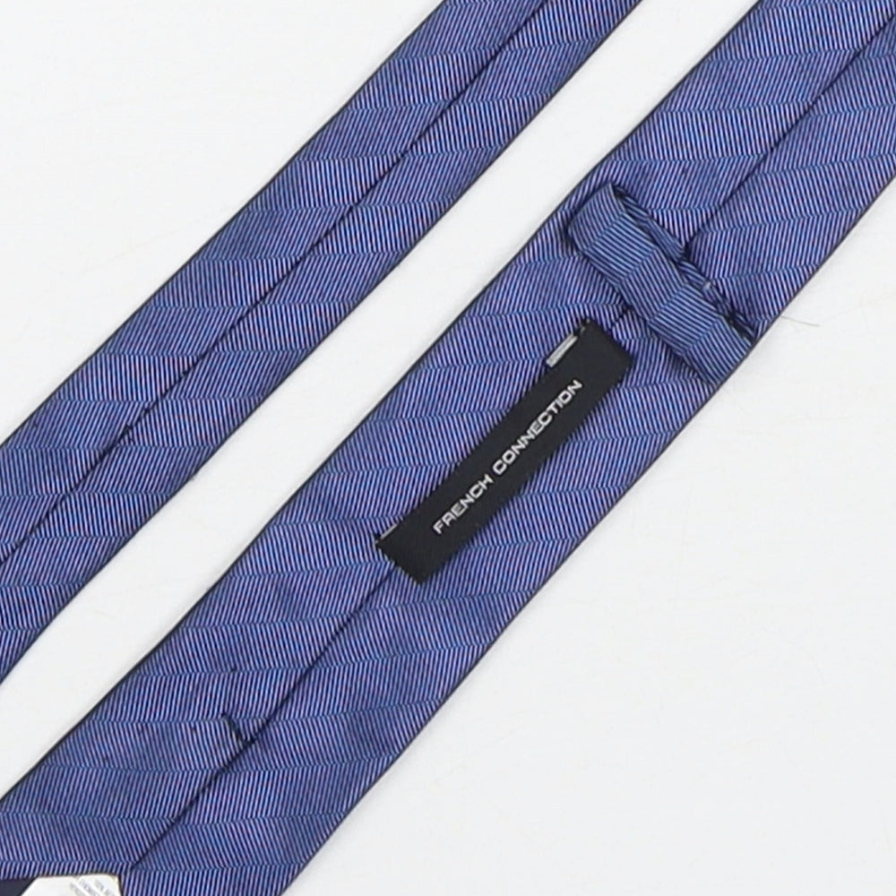 French Connection  Mens Blue Striped Silk Pointed Tie One Size