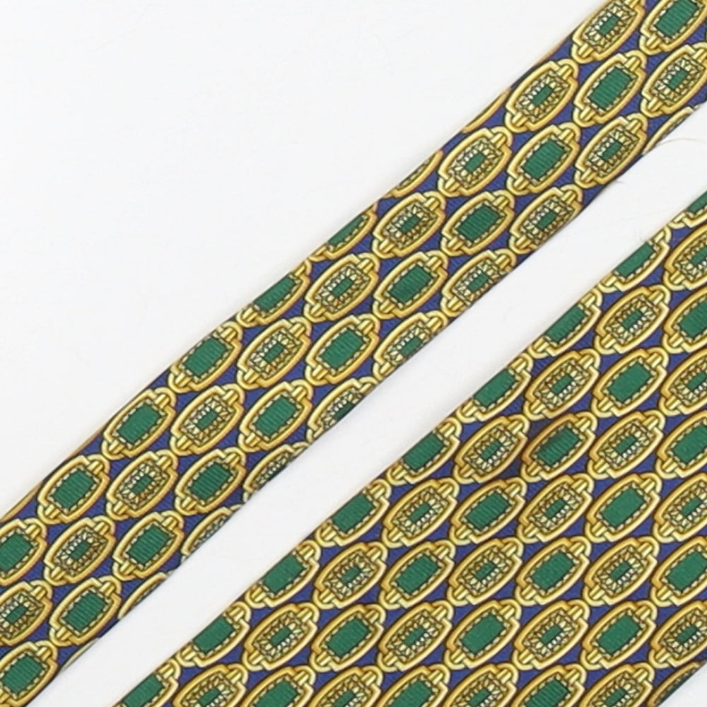 Jacques Estier  Mens Multicoloured Geometric Silk Pointed Tie One Size