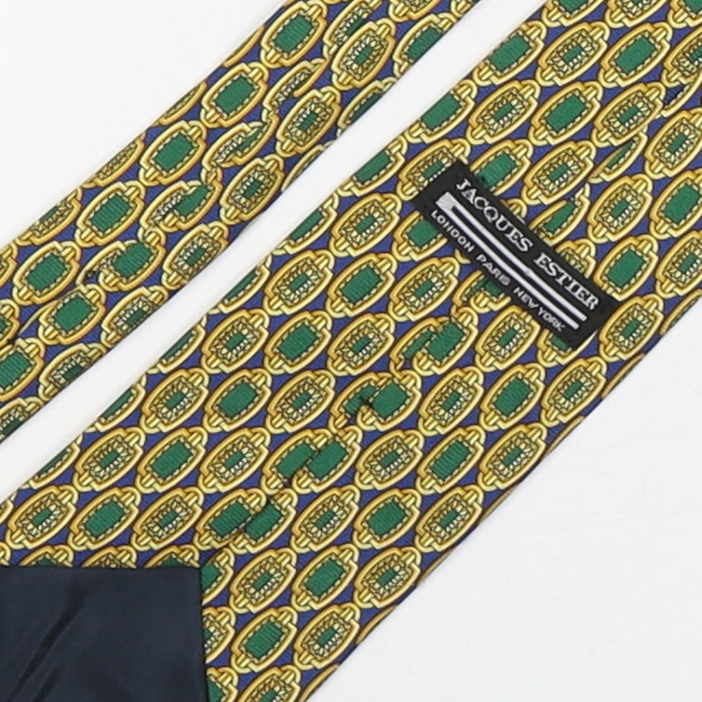 Jacques Estier  Mens Multicoloured Geometric Silk Pointed Tie One Size