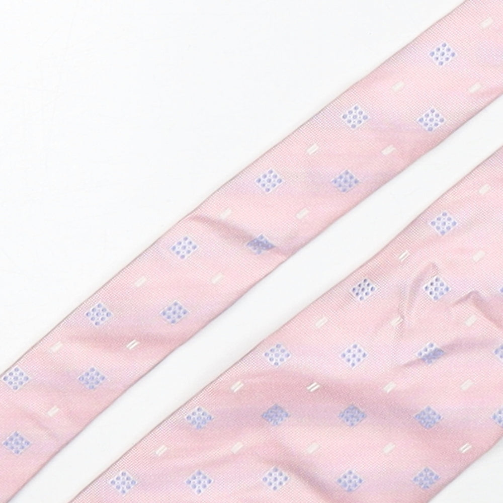 Royal Class Mens Pink Geometric Silk Pointed Tie One Size