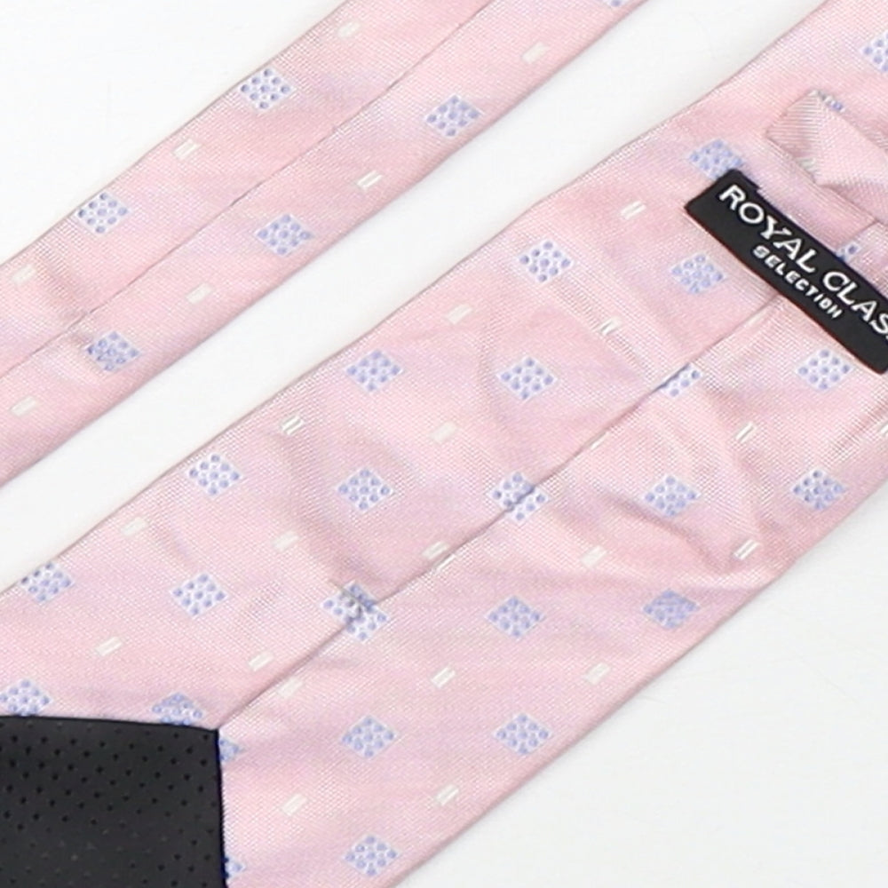 Royal Class Mens Pink Geometric Silk Pointed Tie One Size