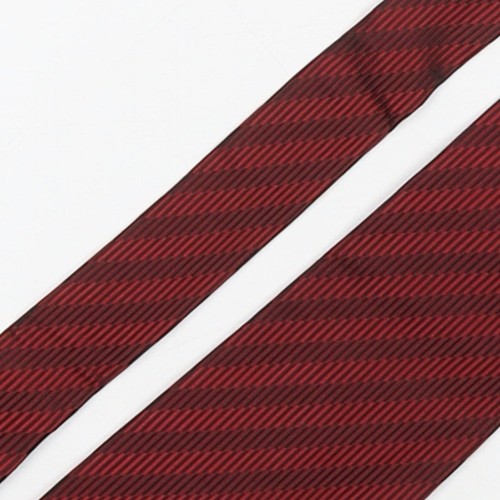 Soprano  Mens Red Striped Silk Pointed Tie One Size