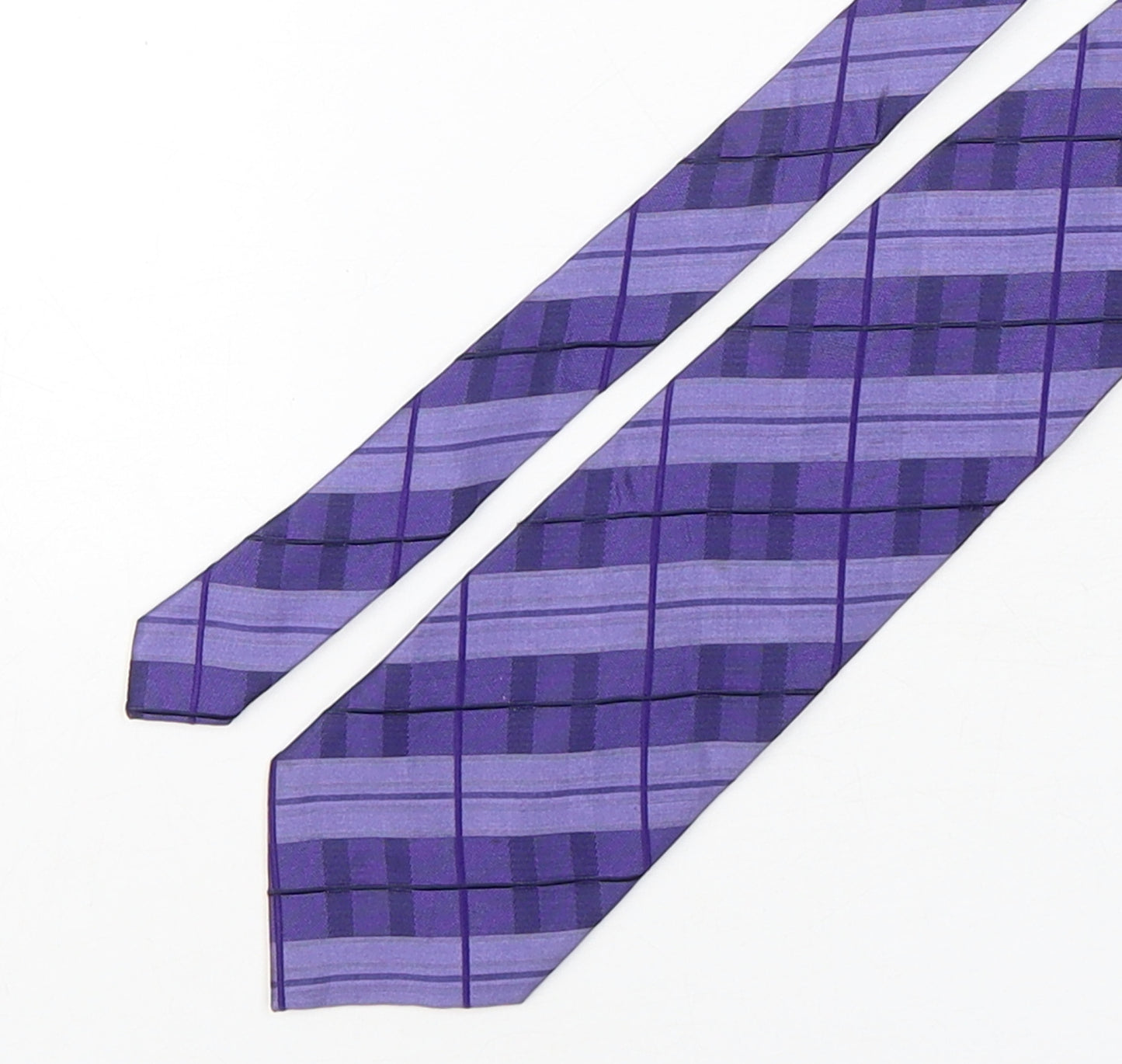 Thomas Nash Mens Purple Plaids & Checks Silk Pointed Tie One Size