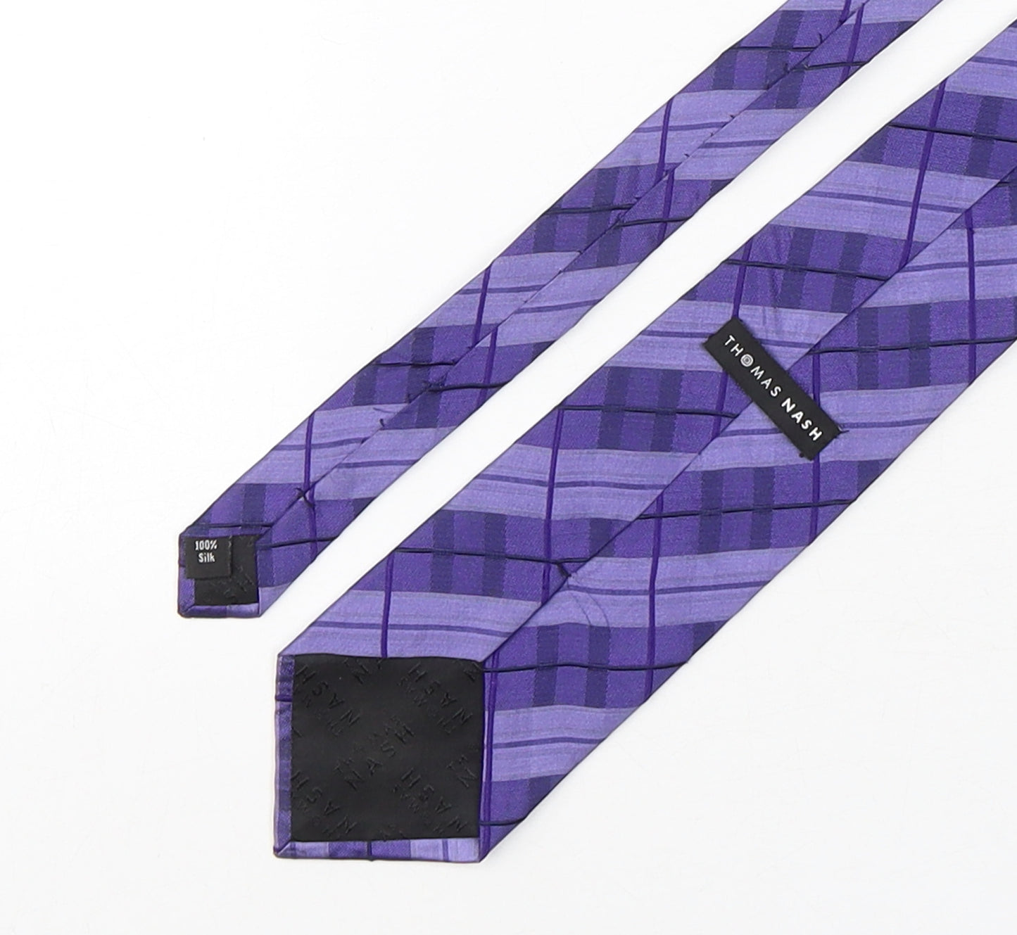 Thomas Nash Mens Purple Plaids & Checks Silk Pointed Tie One Size