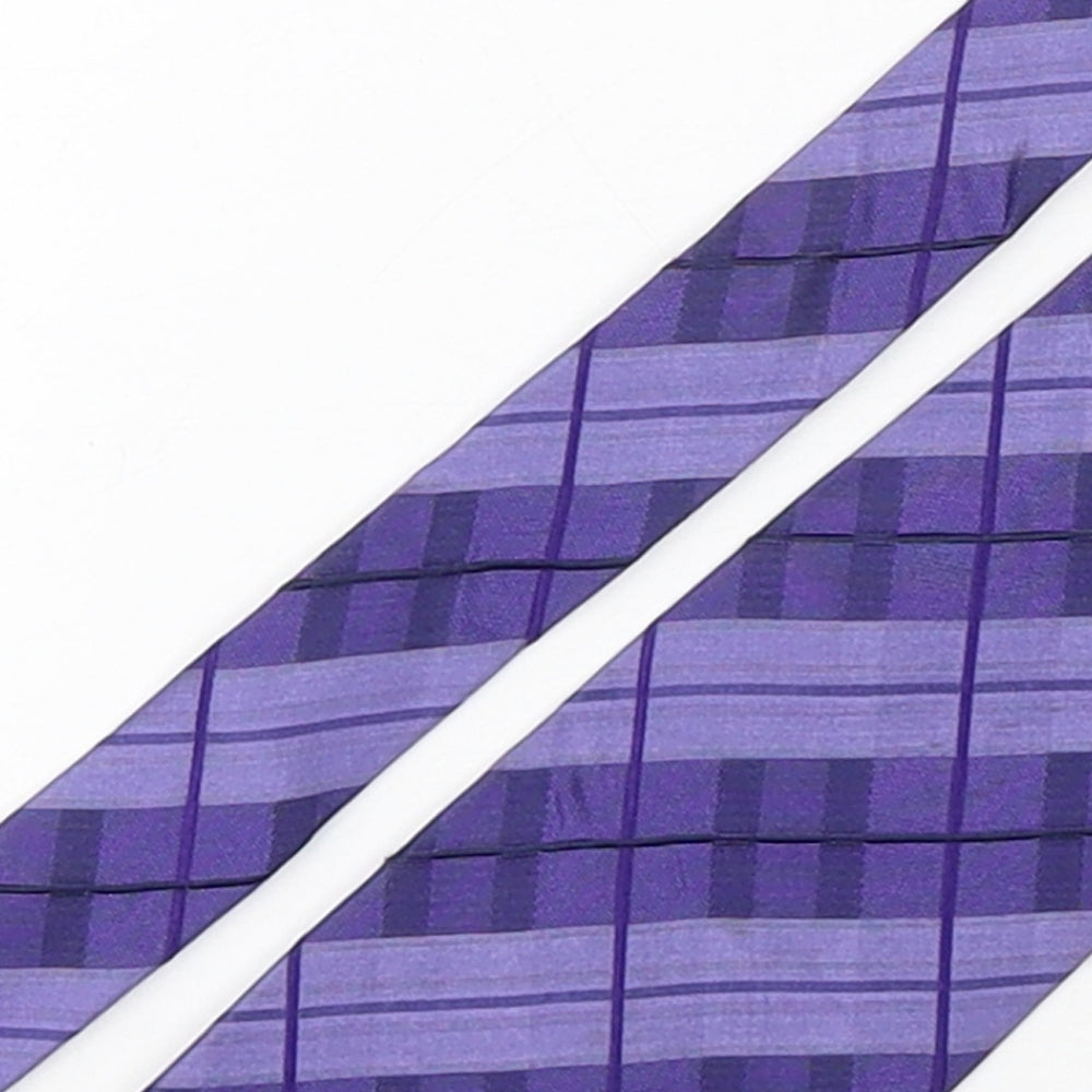 Thomas Nash Mens Purple Plaids & Checks Silk Pointed Tie One Size