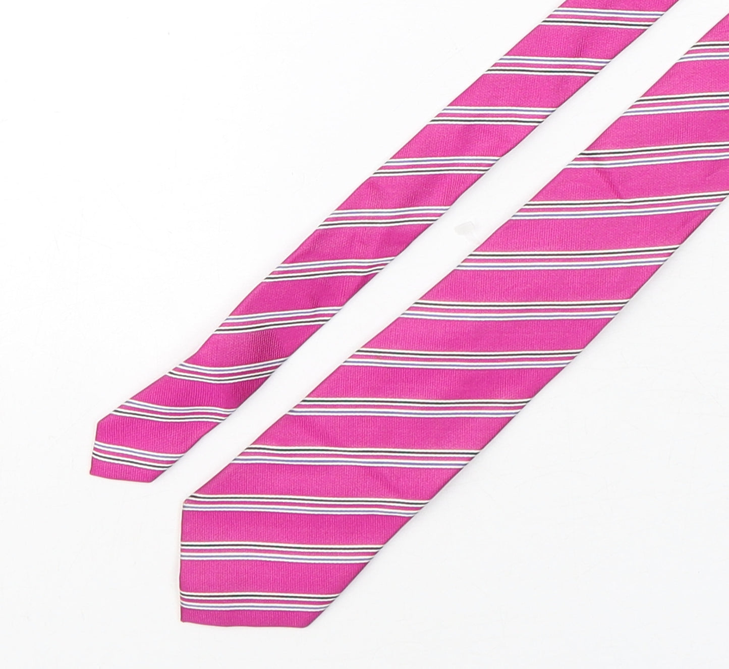 Michelsons  Mens Pink Striped Silk Pointed Tie One Size