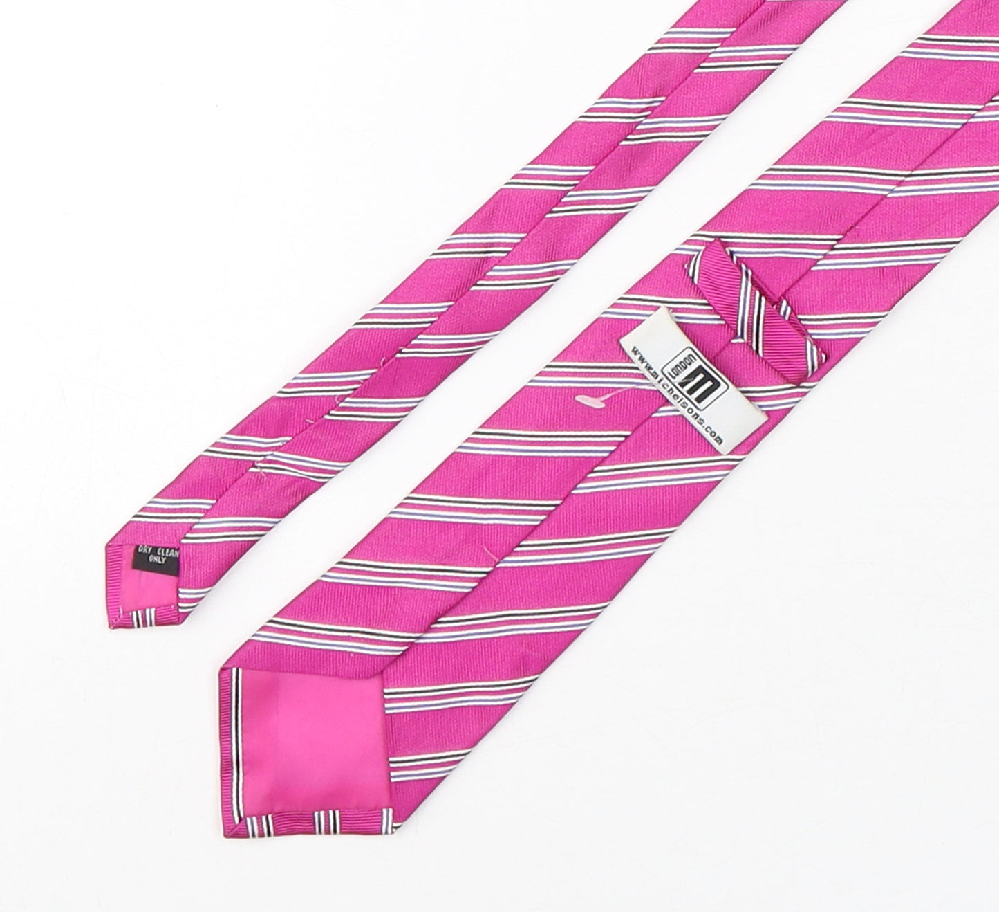 Michelsons  Mens Pink Striped Silk Pointed Tie One Size