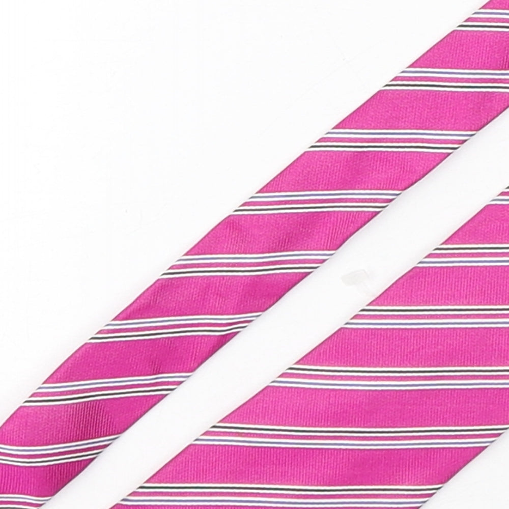 Michelsons  Mens Pink Striped Silk Pointed Tie One Size