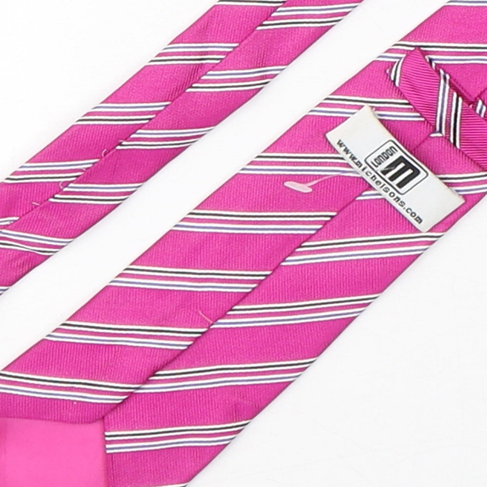 Michelsons  Mens Pink Striped Silk Pointed Tie One Size