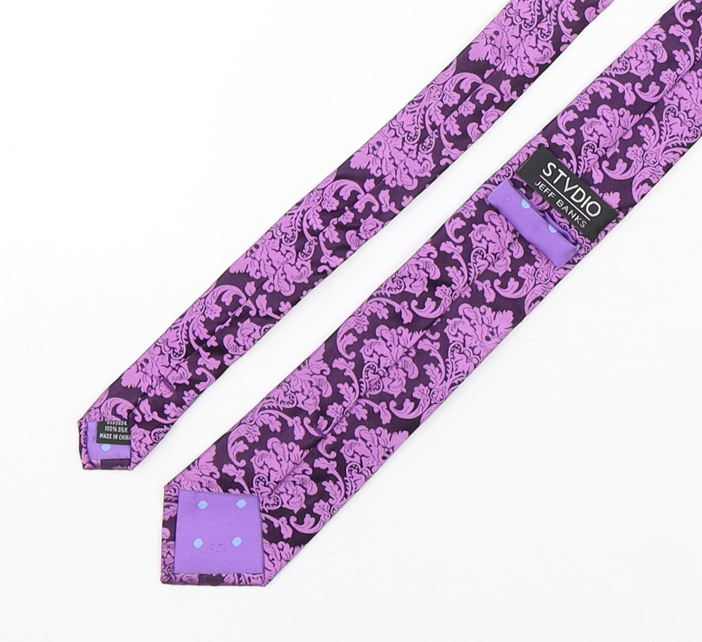 Jeff Banks  Mens Purple Paisley Silk Pointed Tie One Size