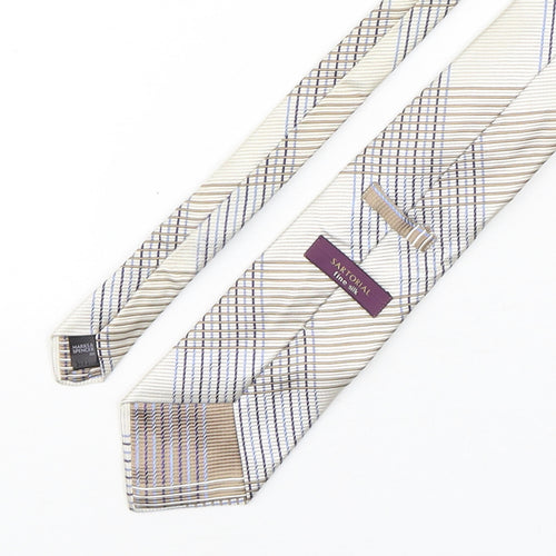 Marks and Spencer Mens Multicoloured Plaids & Checks Silk Pointed Tie One Size