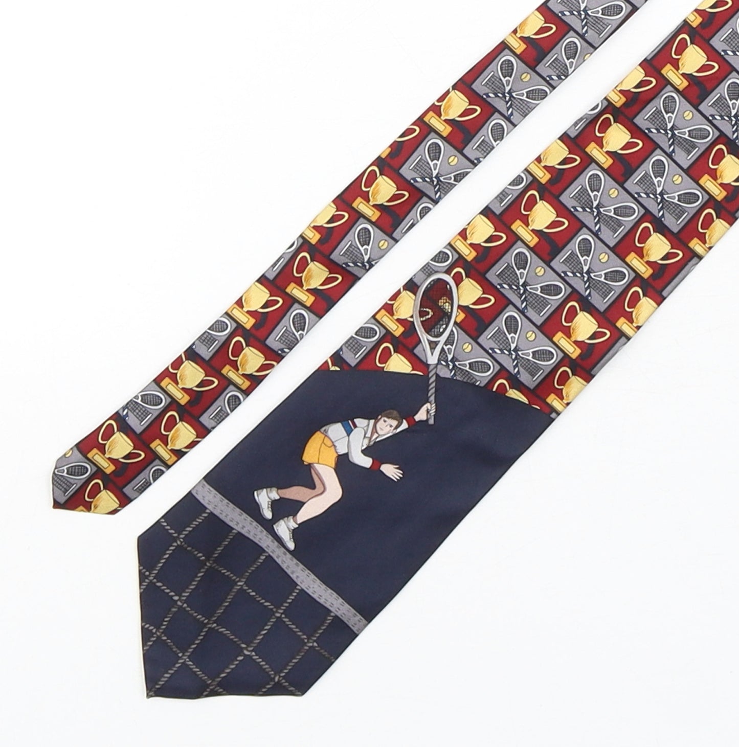 Spencer & Lowe  Mens Multicoloured Geometric Silk Pointed Tie One Size - Tennis