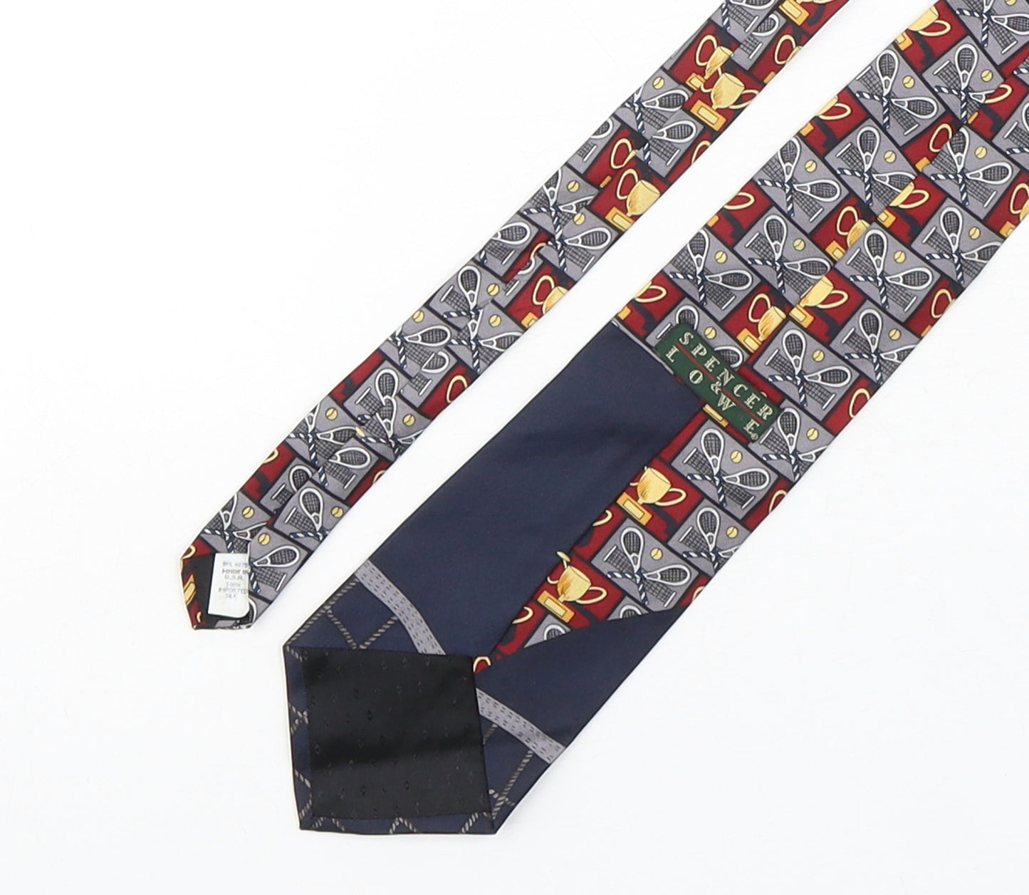 Spencer & Lowe  Mens Multicoloured Geometric Silk Pointed Tie One Size - Tennis