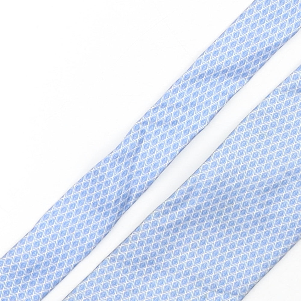 Frangi Mens Blue Geometric Silk Pointed Tie One Size