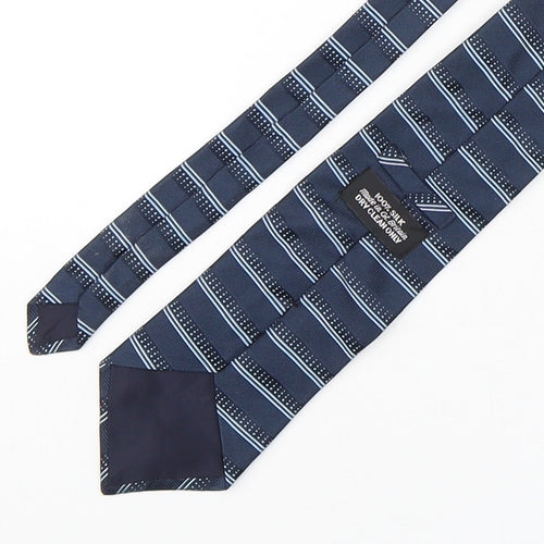 Preworn Mens Blue Striped Silk Pointed Tie One Size