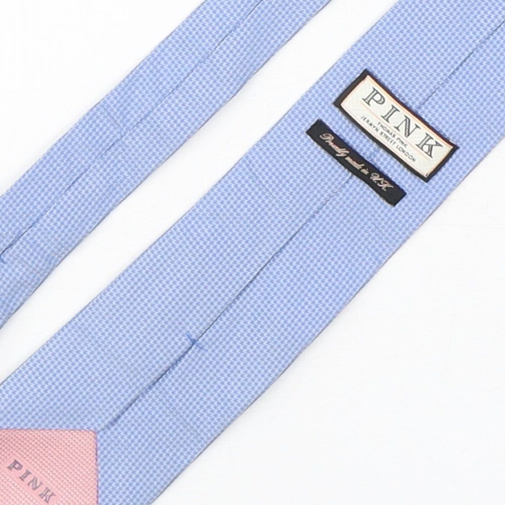 Pink  Mens Blue Grenadine Silk Pointed Tie One Size