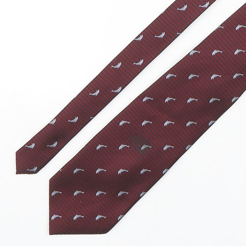 LR Seta  Mens Multicoloured Geometric Polyester Pointed Tie One Size - Dolphin